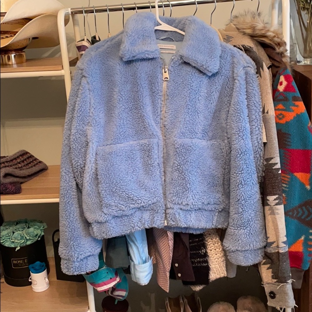 Blue fuzzy coat